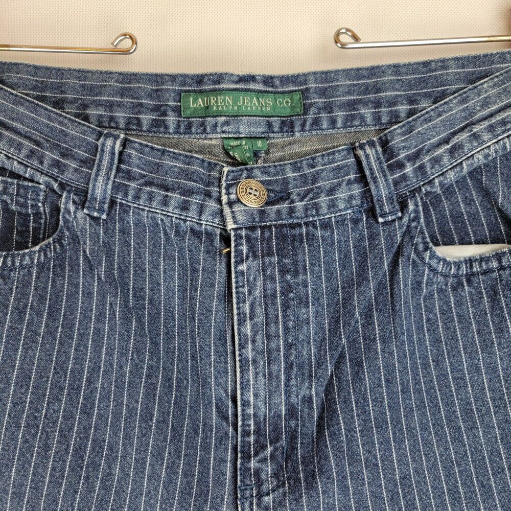 Lauren Jeans Co. Womens Size 10 Blue Striped Wide Legged Jeans Y2K - Picture 3 of 9